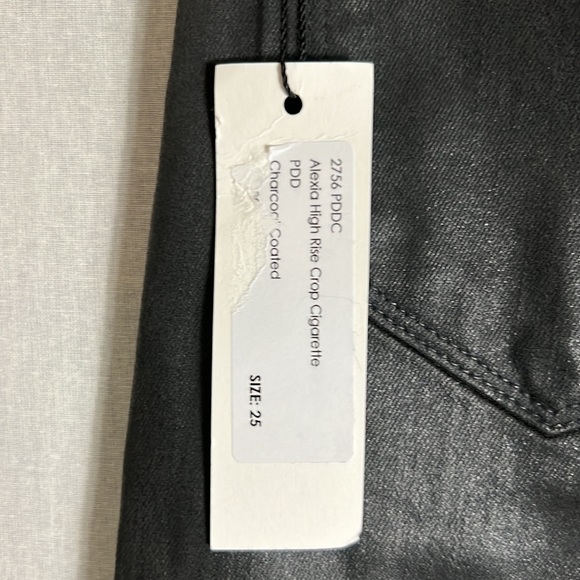 NEW L’AGENCE jeans Alexia high Rise crop Cigarette black coated jeans size 25 - Picture 6 of 16